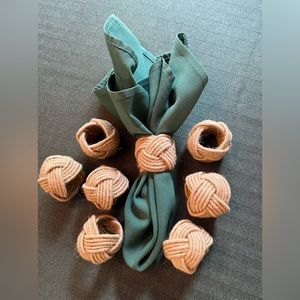 Set of Eight (8) woven burlap napkin rings
